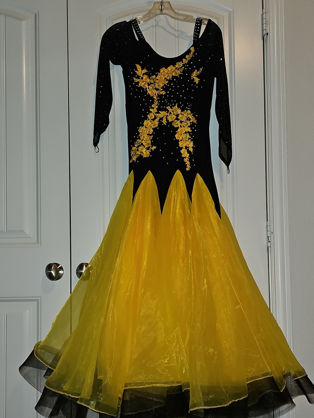 Black & Yellow Floral Ballroom Dance Dress